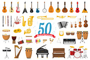 50x Musical Instruments cartoon