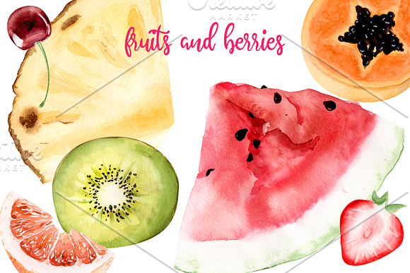 Summer Heat Watercolor Set Clipart in Illustrations - product preview 1