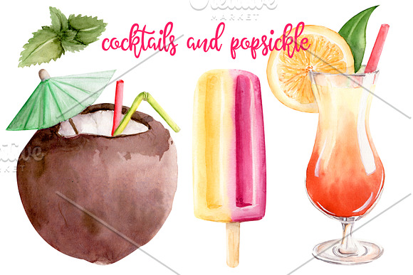Summer Heat Watercolor Set Clipart in Illustrations - product preview 2