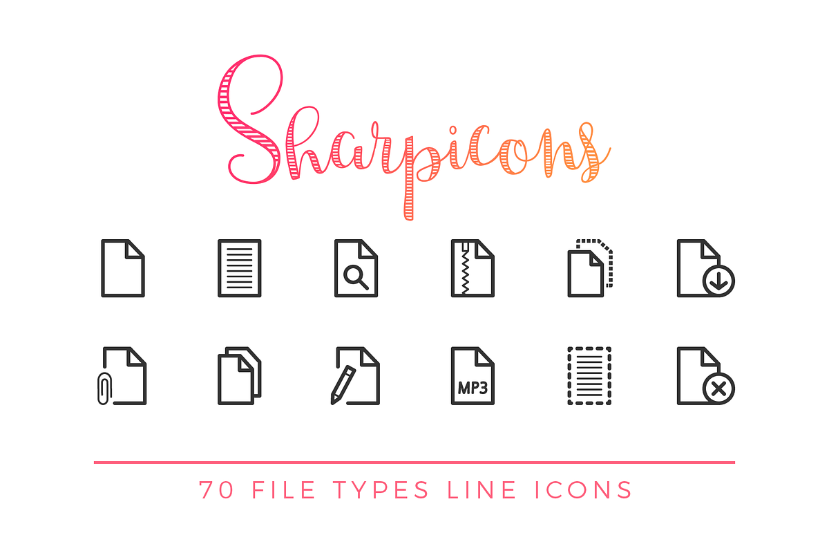 File Types Line Icons in Graphics - product preview 8