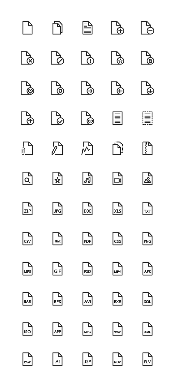 File Types Line Icons in Graphics - product preview 5