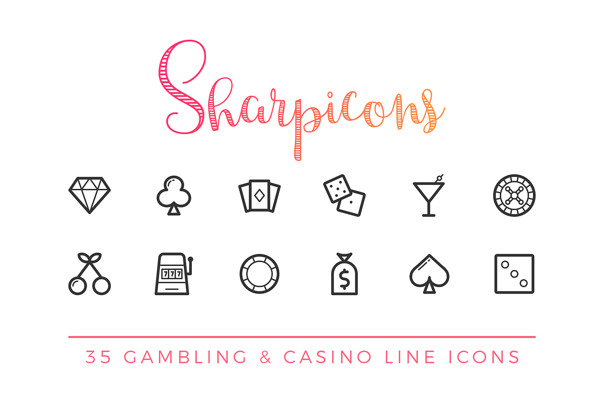 Gambling & Casino Line Icons in Graphics - product preview 8