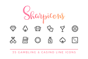 Gambling & Casino Line Icons