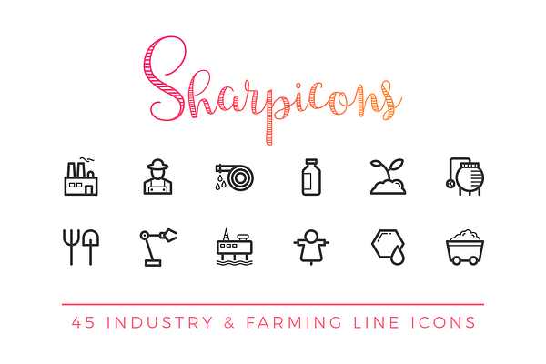 Industry & Farming Line Icons