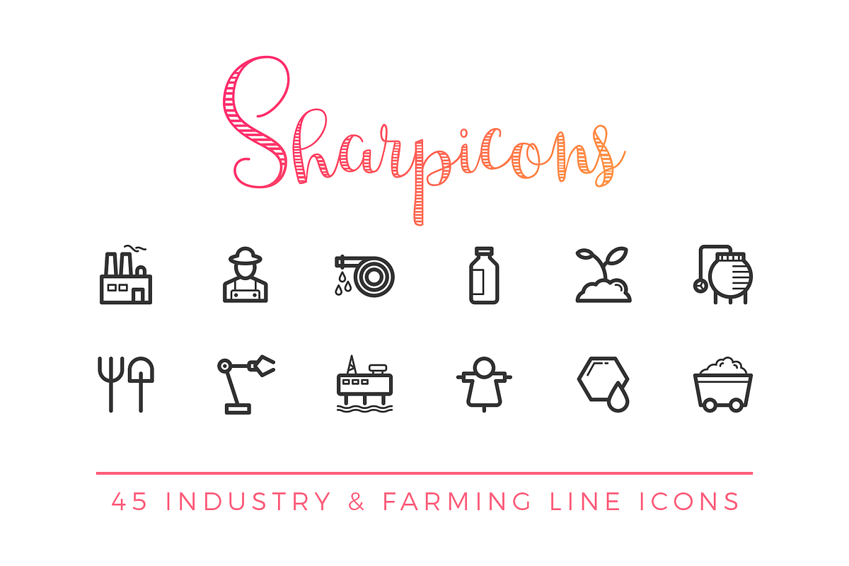 Industry & Farming Line Icons in Graphics - product preview 8