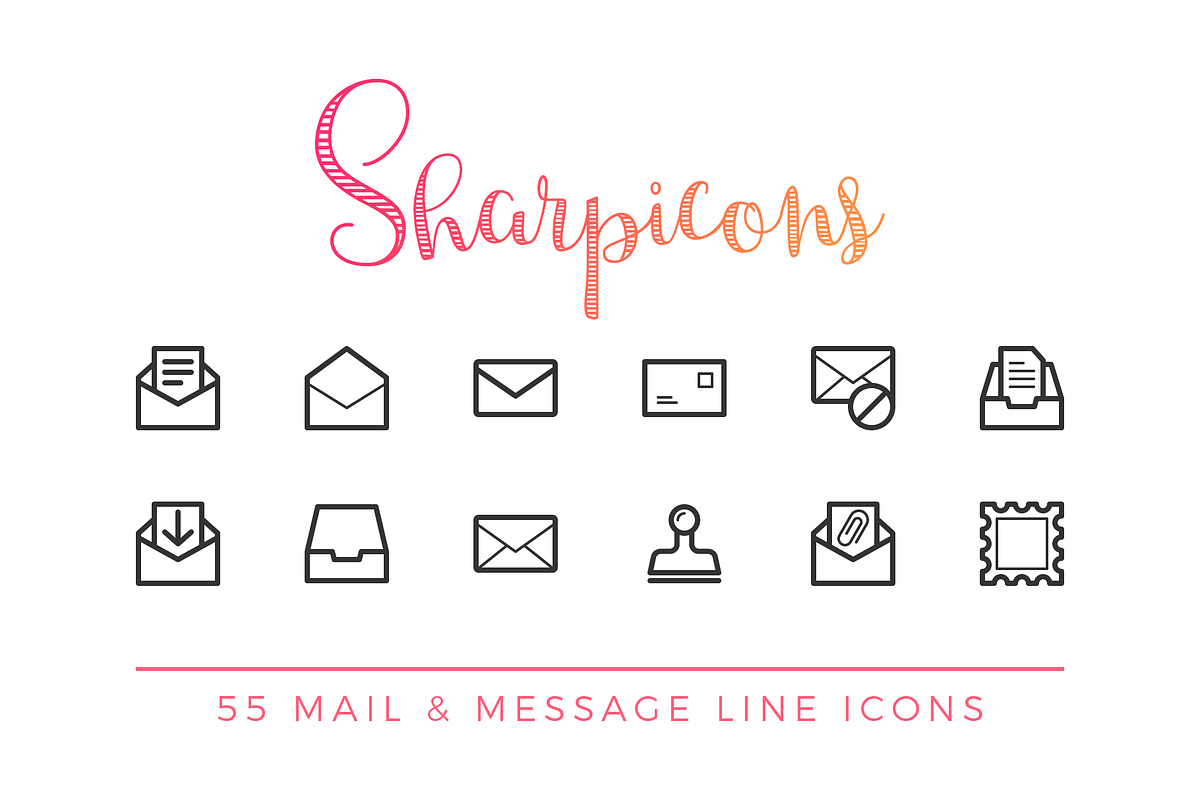 Mail & Message Line Icons in Graphics - product preview 8