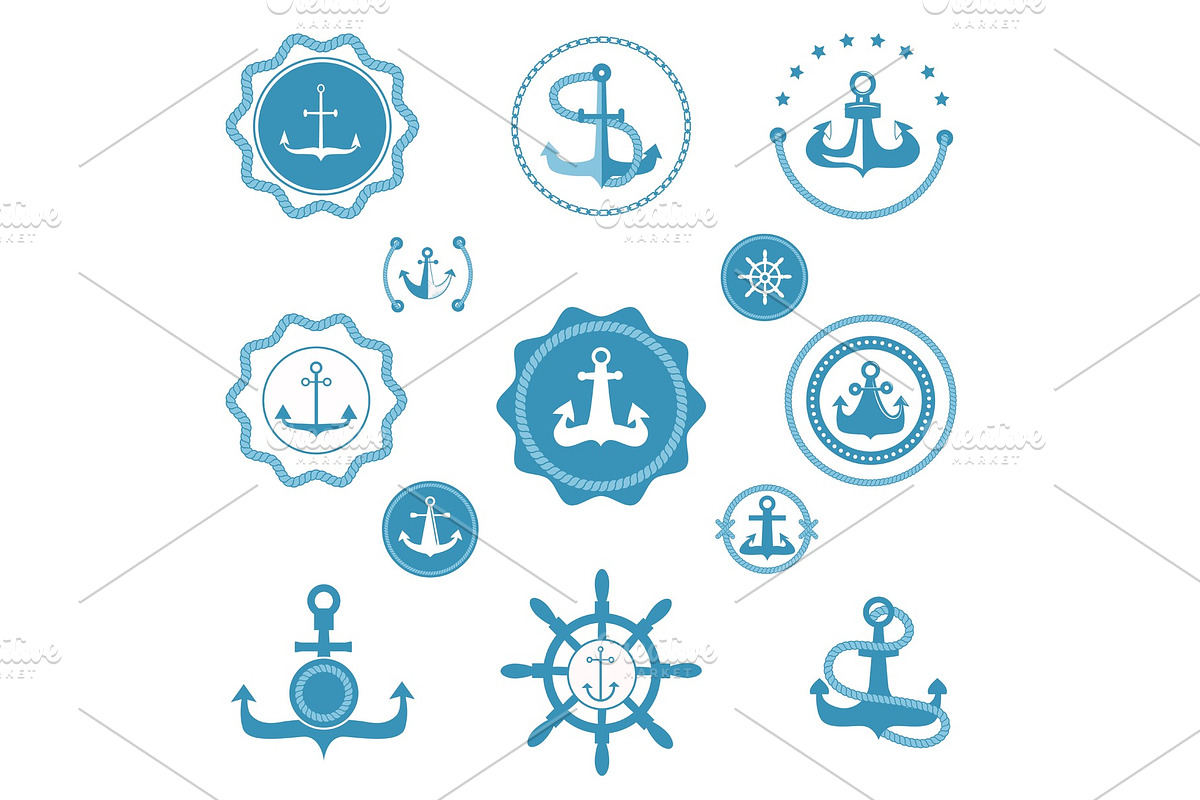 Vintage retro anchor vector icons and label sign of sea marine ocean graphic element nautical. Marine anchor emblem traditional design illustration in Objects - product preview 8