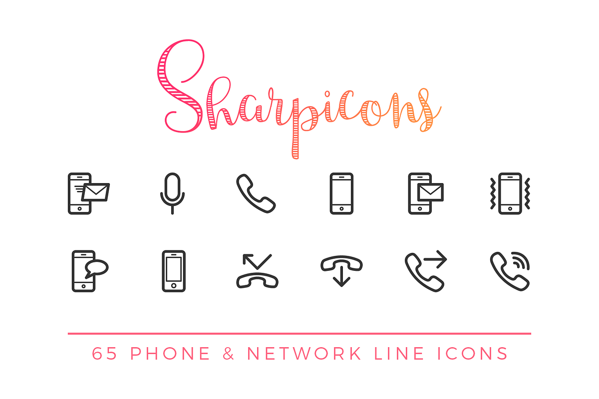 Phone & Network Line Icons in Graphics - product preview 8