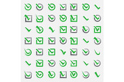 Checkbox vote marks vector icons set. Check vote sign choice yes symbol. Correct design right agreement voting form. Button question choose success UI-UX web design graphic