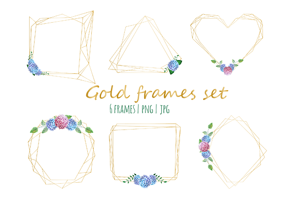 Gold frames with Hydrangea