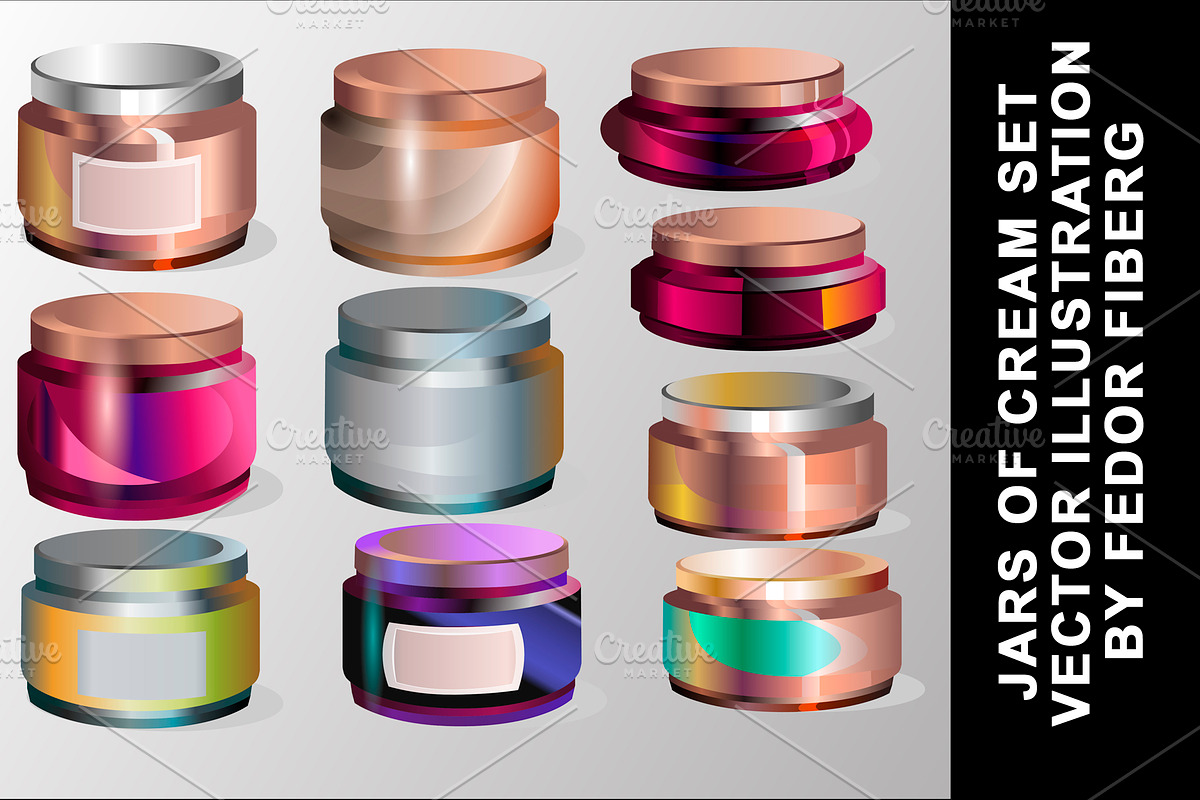 Jars of cream vector set  in Objects - product preview 8