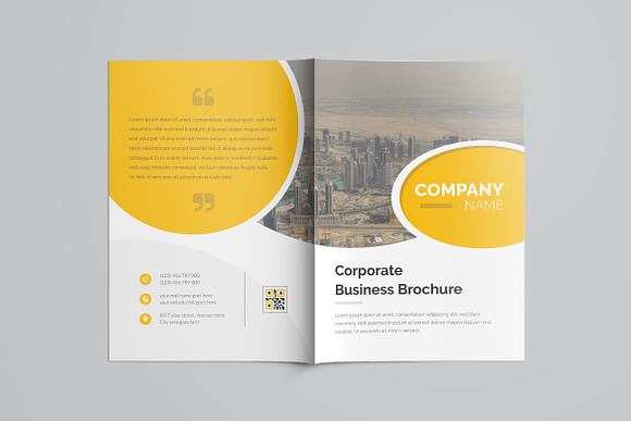 Yellow Bifold Brochure in Brochure Templates - product preview 1