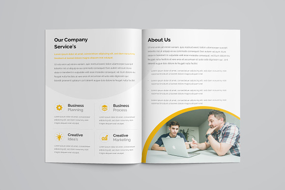 Yellow Bifold Brochure in Brochure Templates - product preview 3
