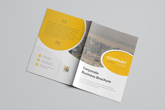 Yellow Bifold Brochure in Brochure Templates - product preview 7