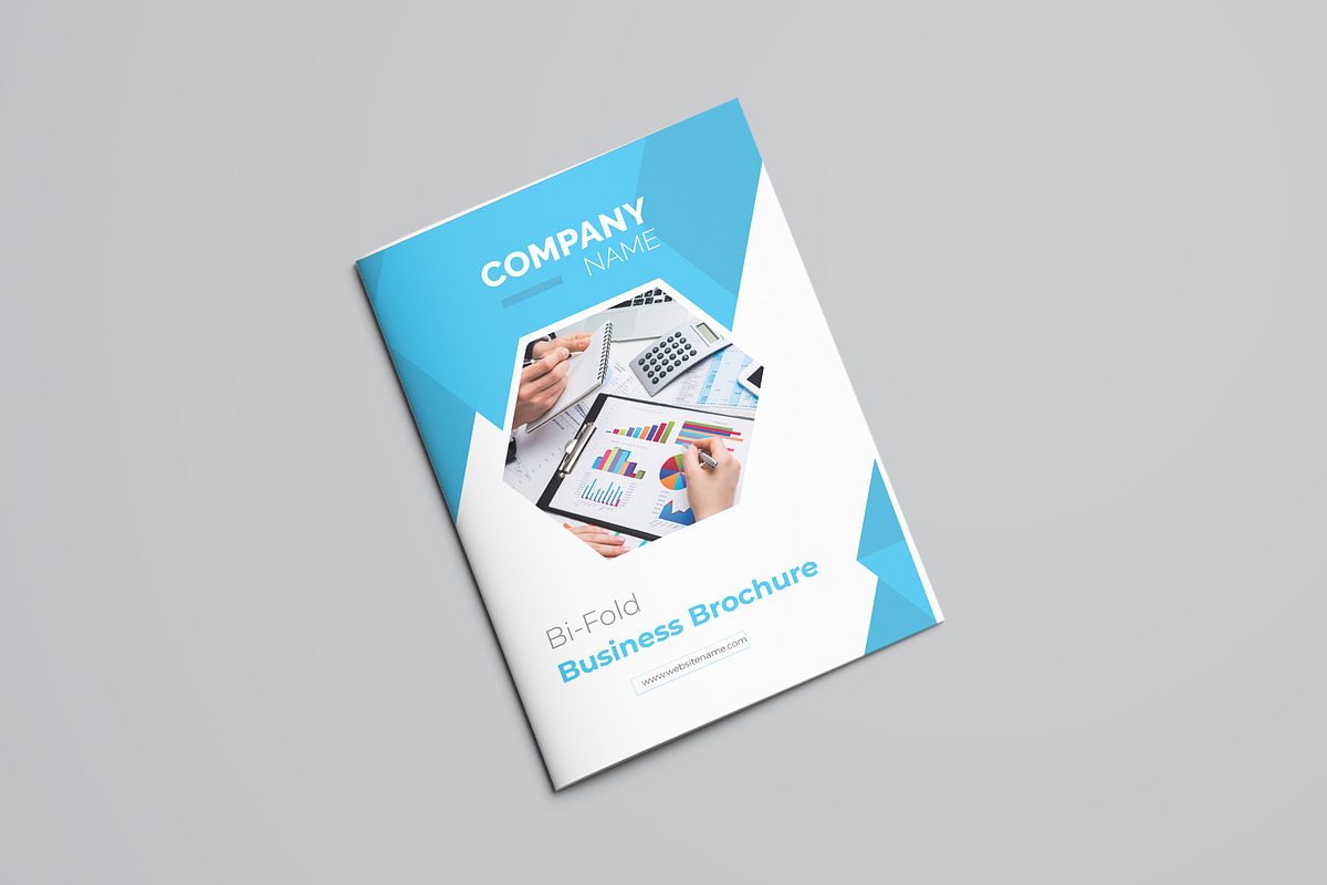 Blue Bifold Brochure in Brochure Templates - product preview 8
