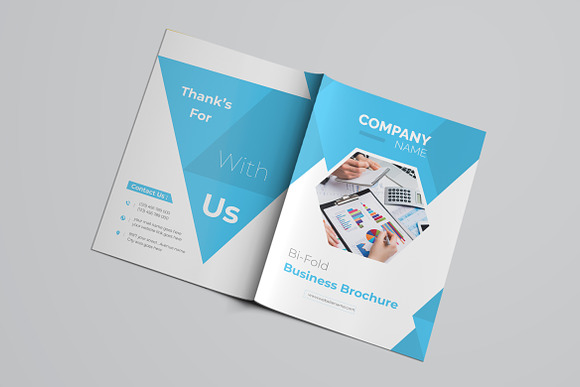 Blue Bifold Brochure in Brochure Templates - product preview 5