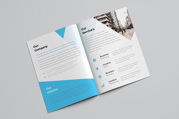 Blue Bifold Brochure in Brochure Templates - product preview 6