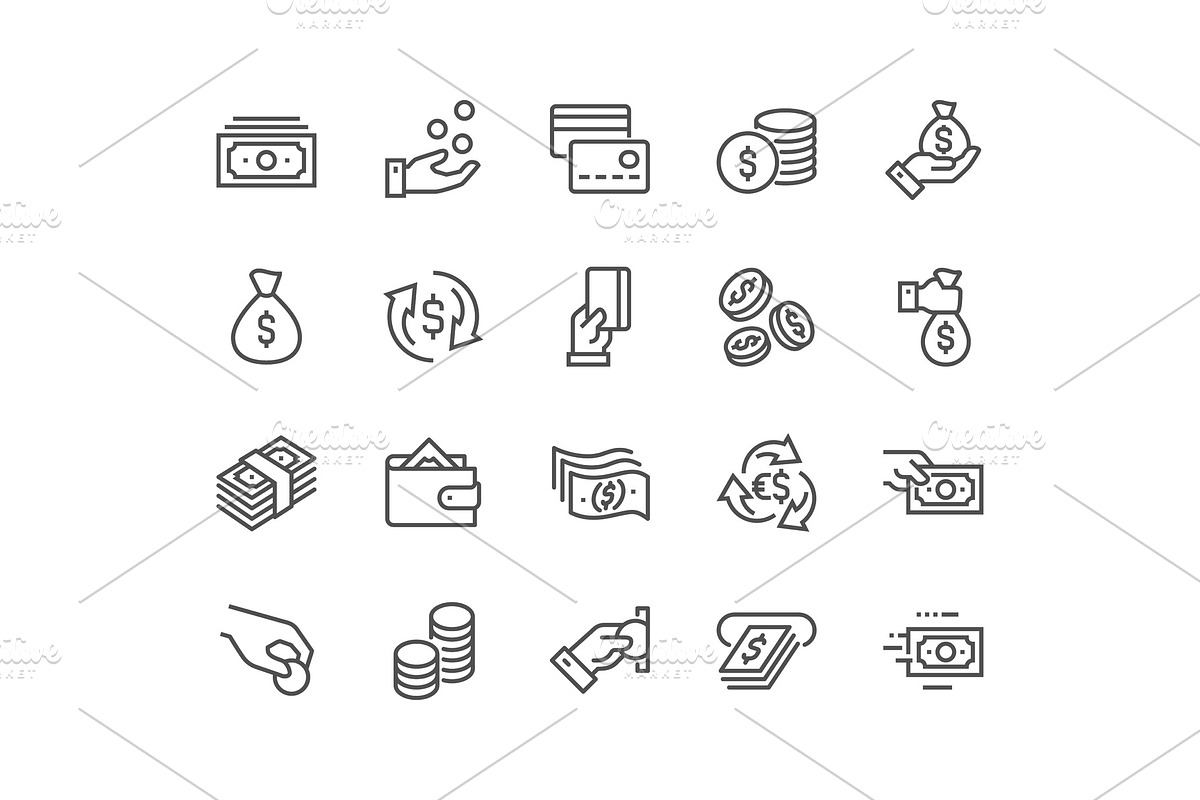 Line Money Icons in Illustrations - product preview 8