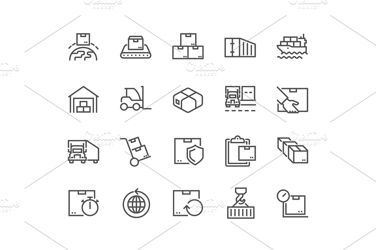 Line Package Delivery Icons in Illustrations - product preview 8