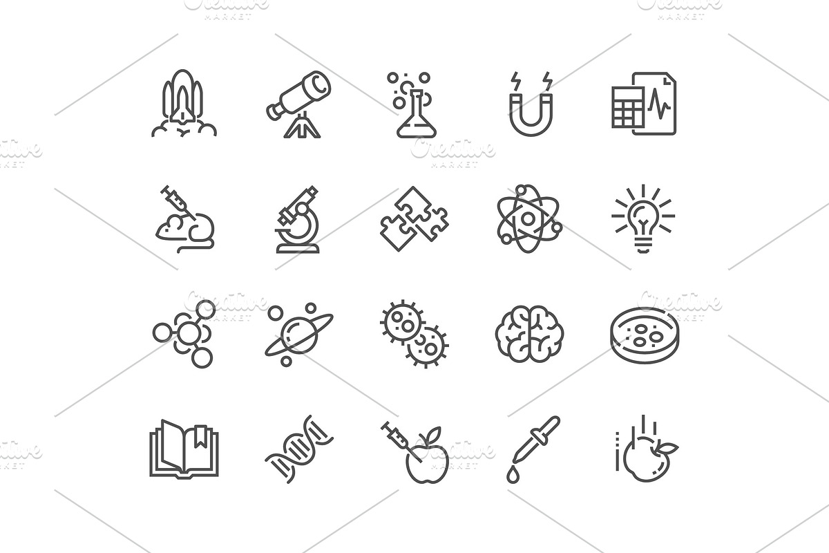Line Science Icons in Illustrations - product preview 8