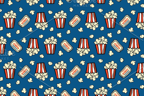 Popcorn seamless vector patterns in Patterns - product preview 3