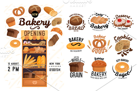 Bread and Bakery Set in Illustrations - product preview 2