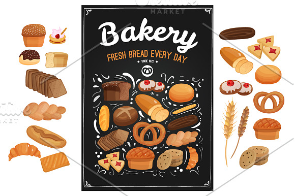 Bread and Bakery Set in Illustrations - product preview 4