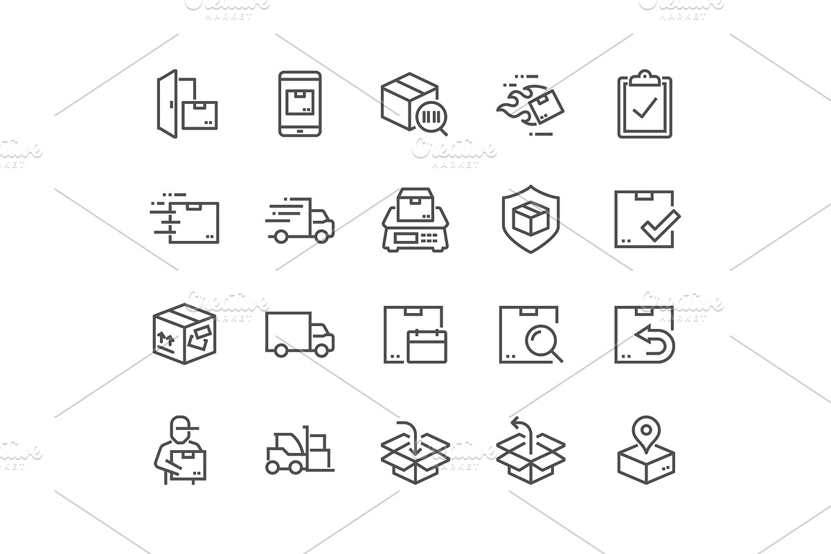 Line Shipping Icons in Illustrations - product preview 8