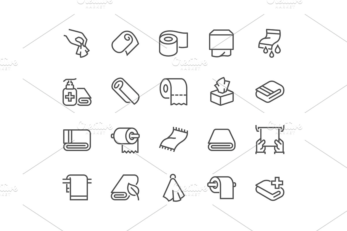 Line Towels and Napkins Icons in Illustrations - product preview 8