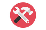 Wrench and hammer flat icon