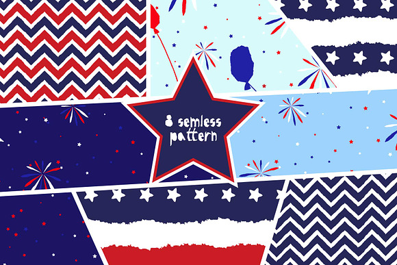 4th July grunge pattern pack in Patterns - product preview 1