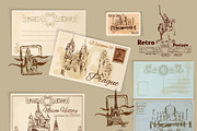 Vintage postcards template set