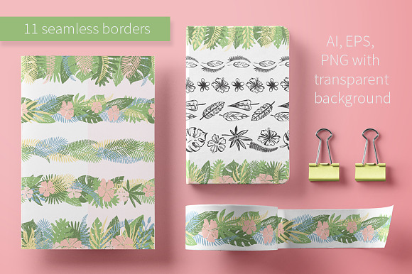 Tropical Hand Drawn Leaves in Objects - product preview 5