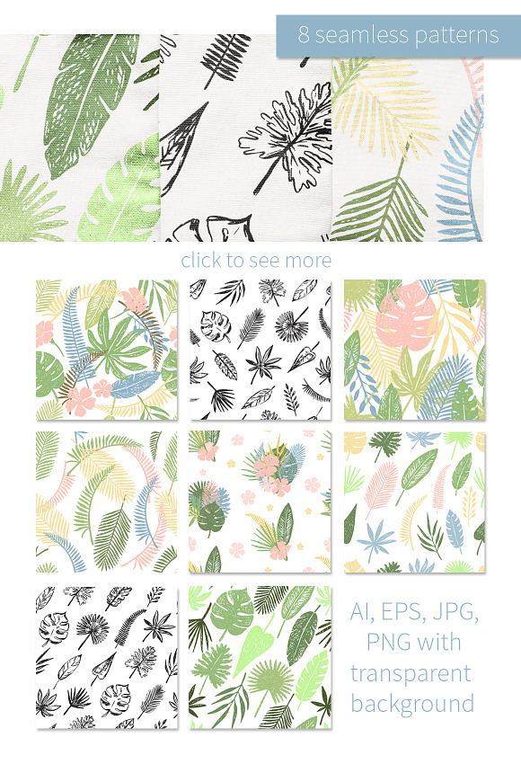 Tropical Hand Drawn Leaves in Objects - product preview 6