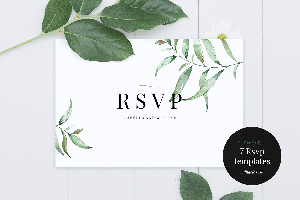 Wedding RSVP Card Template, Aurora in Wedding Templates - product preview 8