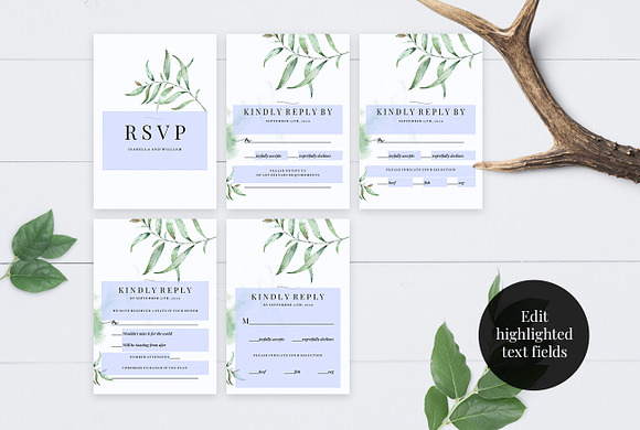 Wedding RSVP Card Template, Aurora in Wedding Templates - product preview 5