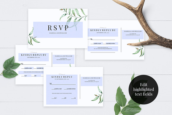 Wedding RSVP Card Template, Aurora in Wedding Templates - product preview 6