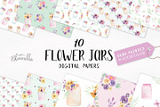 Flower Jar Watercolor Patterns Set