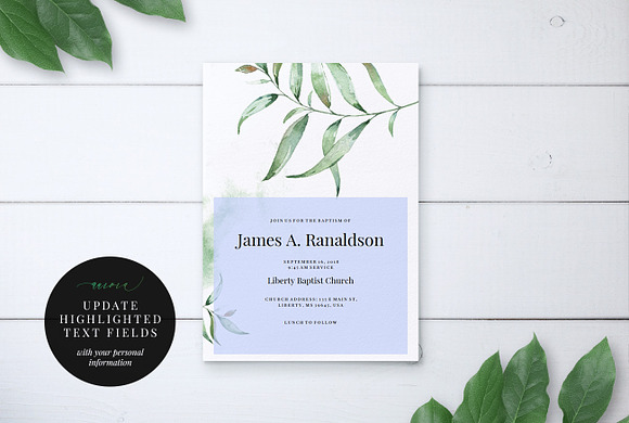 Baptism Invitation Template, Aurora in Card Templates - product preview 8