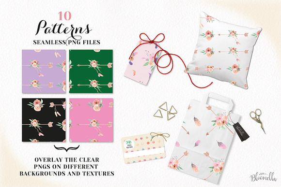 Floral Arrows Watercolor Patterns  in Patterns - product preview 1