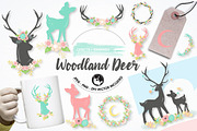 Woodland deer graphics illustrations