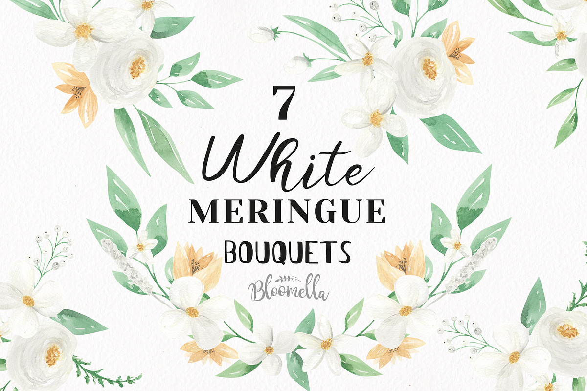 White Floral Bouquet Flower Set in Illustrations - product preview 8