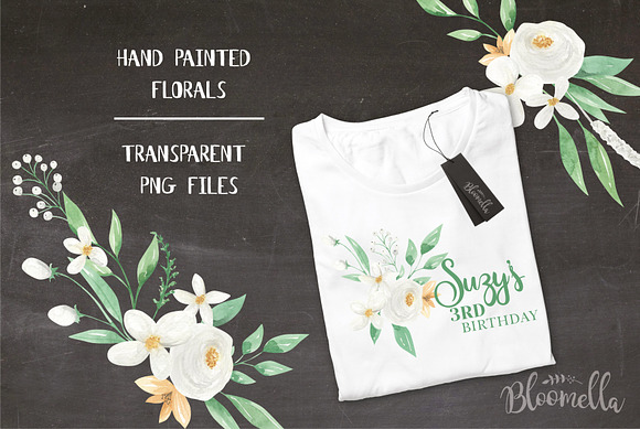 White Floral Bouquet Flower Set in Illustrations - product preview 1
