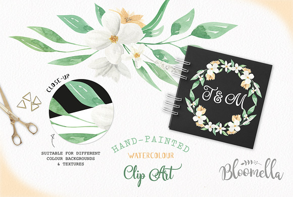 White Floral Bouquet Flower Set in Illustrations - product preview 2