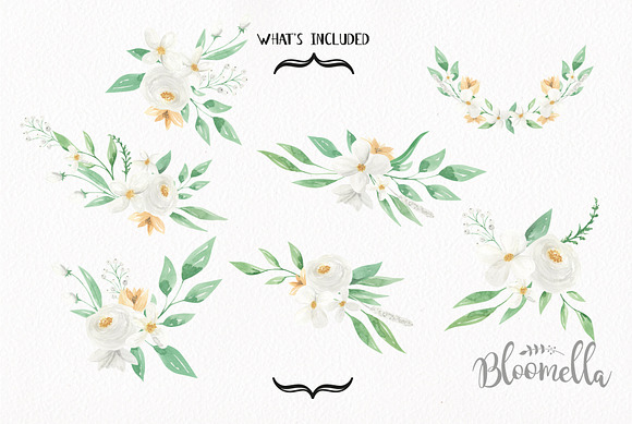 White Floral Bouquet Flower Set in Illustrations - product preview 3