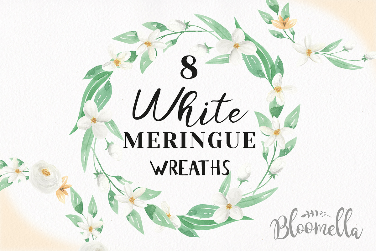 Watercolor White Flower Wreath Set in Illustrations - product preview 8