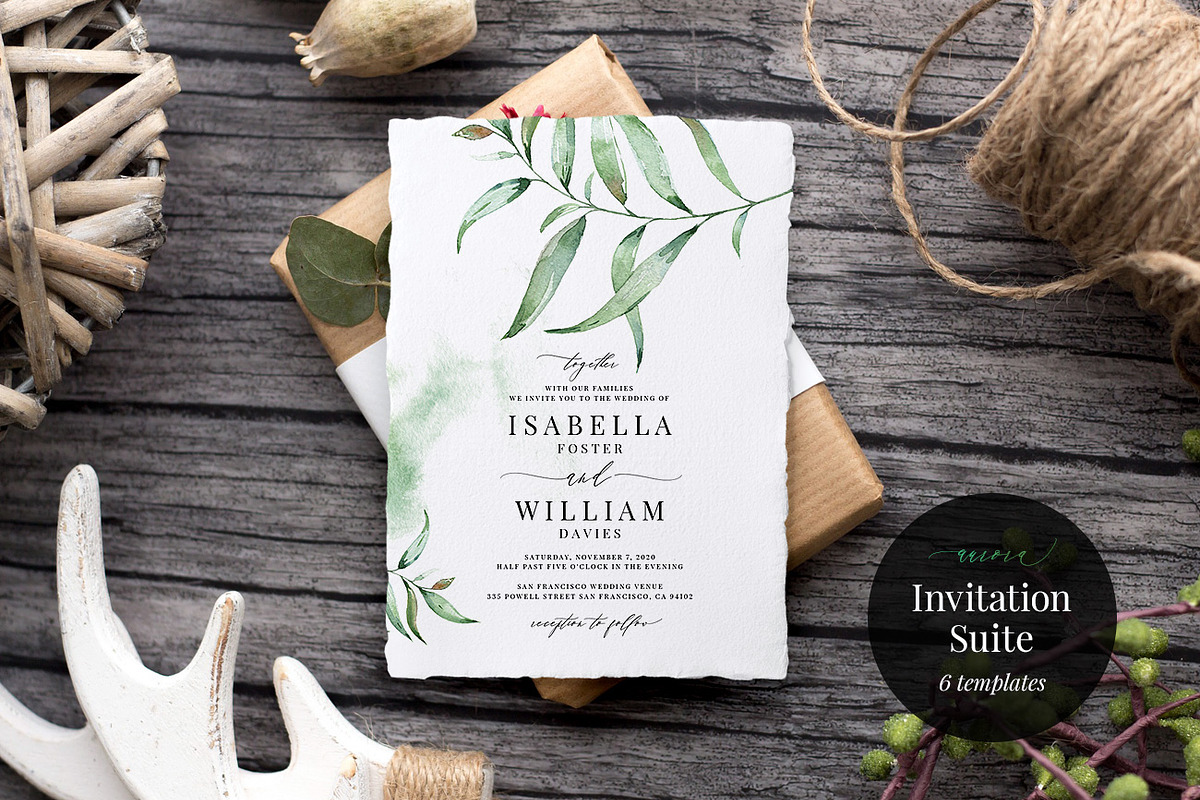 Wedding Invitation Suite, Aurora in Wedding Templates - product preview 8