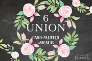 Union Watercolor Floral Wreath Set 