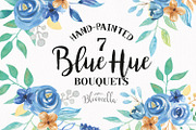 Blue Hue Watercolor Floral Wreaths 