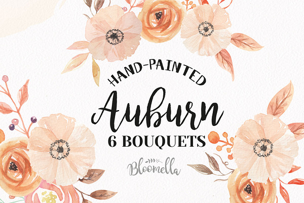 Auburn Watercolor Fall Bouquets 